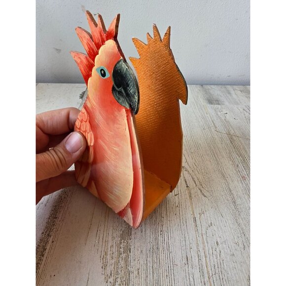 Vintage wooden parakeet letter paper napkin holder bird unique parrot macaw - Picture 5 of 8